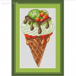 Colorful Ice Cream Cone Cross Stitch Art Cross Stitch Kit 16 CT